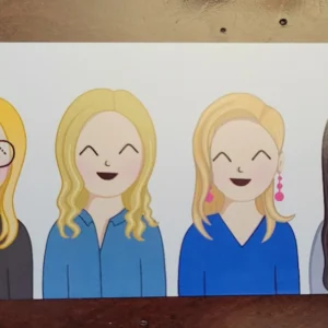 Custom bookmarks by Astraluna arts featuring 4 blonde friends in tops