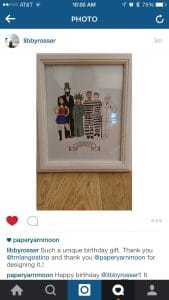 Instagram screen shot of friends in costume print with white frame. Happy friends gift.