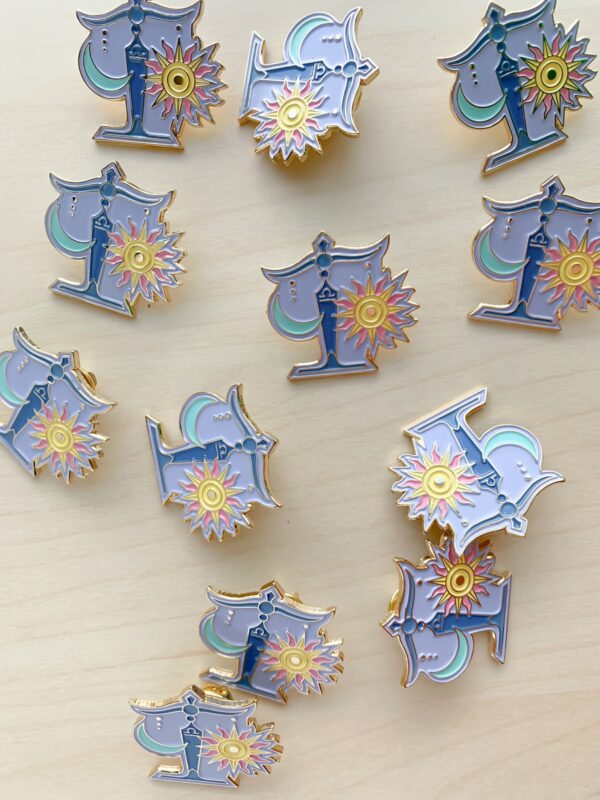 Libra Scale pin ins pastel blue and yellow.