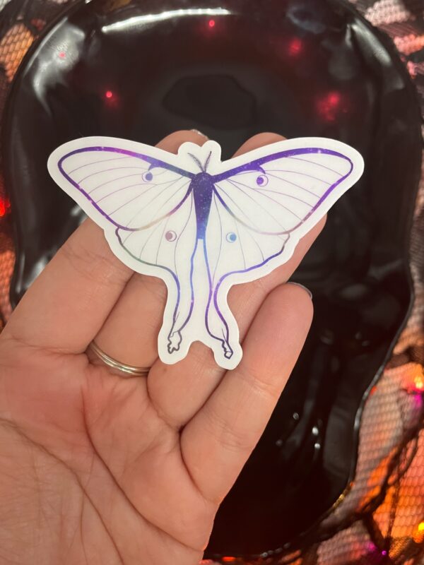 Luna Moth clear stickers by Astraluna Arts. Clear Luna Moth sticker