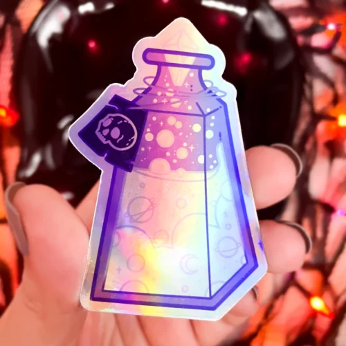 Potion Bottle Sticker by Astraluna Arts. Iridescent potion bottle sticker.