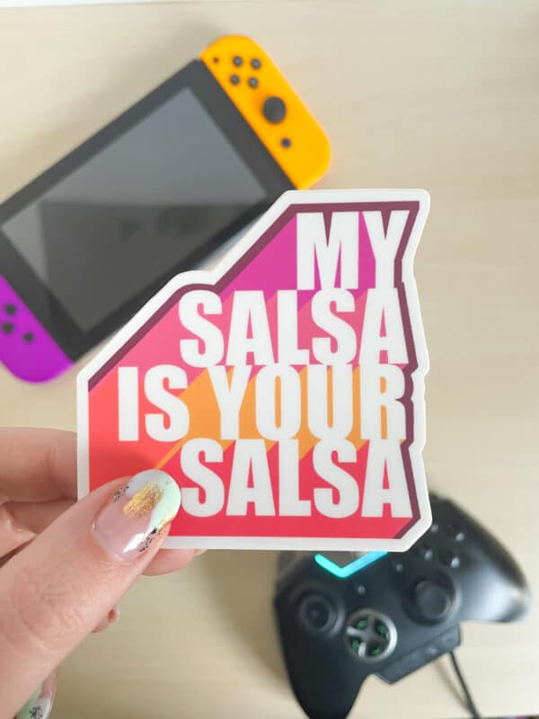 My Salsa is Your Salsa text sticker from Animal Crossing New Horizons